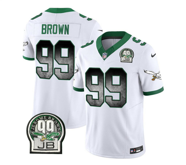 Men's Philadelphia Eagles #99 Jerome Brown White 2023 F.U.S.E. Throwback Vapor Untouchable Limited Football Stitched Jersey